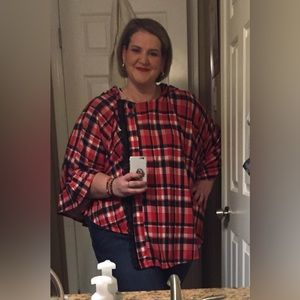 Red checker cape with hood